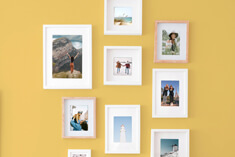 Photo prints framed on the wall